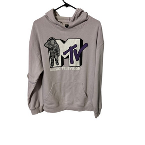 MTV Astronaut Men's‎ Large Pullover Hoodie Purple Lilac Long Sleeve Graphic